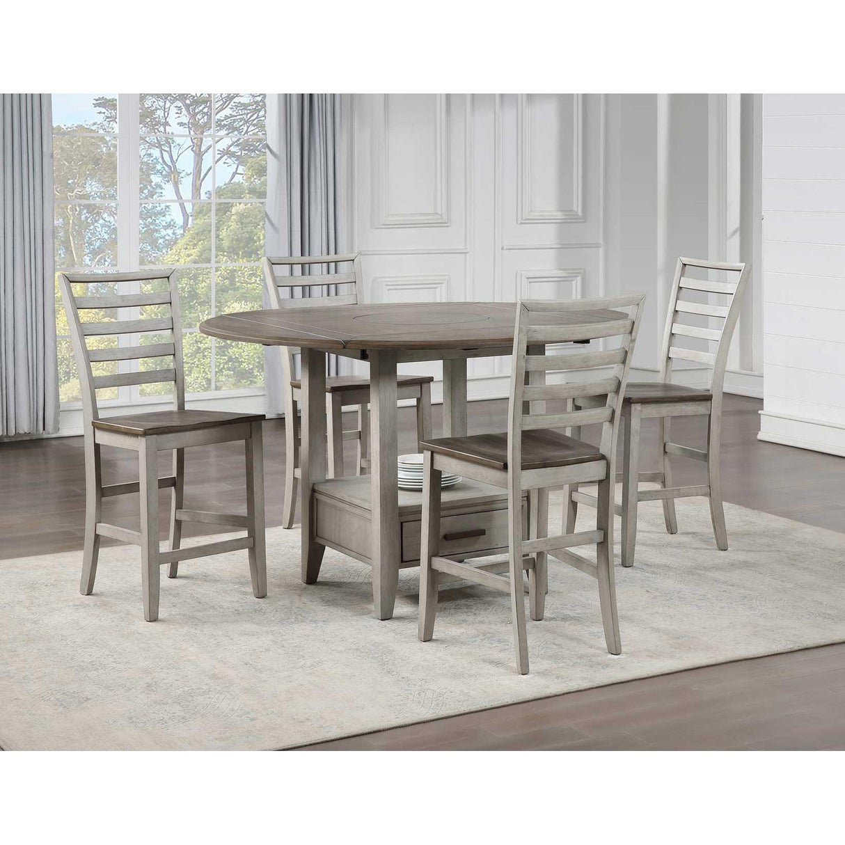 Steve Silver Furniture Abacus CU200 Round Counter Height Drop-Leaf Storage Table IMAGE 7