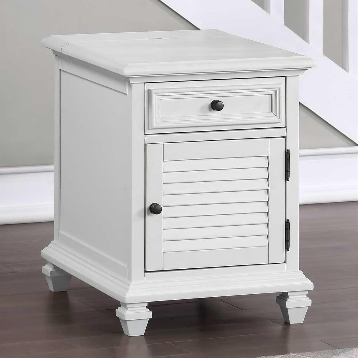 Steve Silver Furniture Charlestown CT100ES Storage End Table - White IMAGE 4
