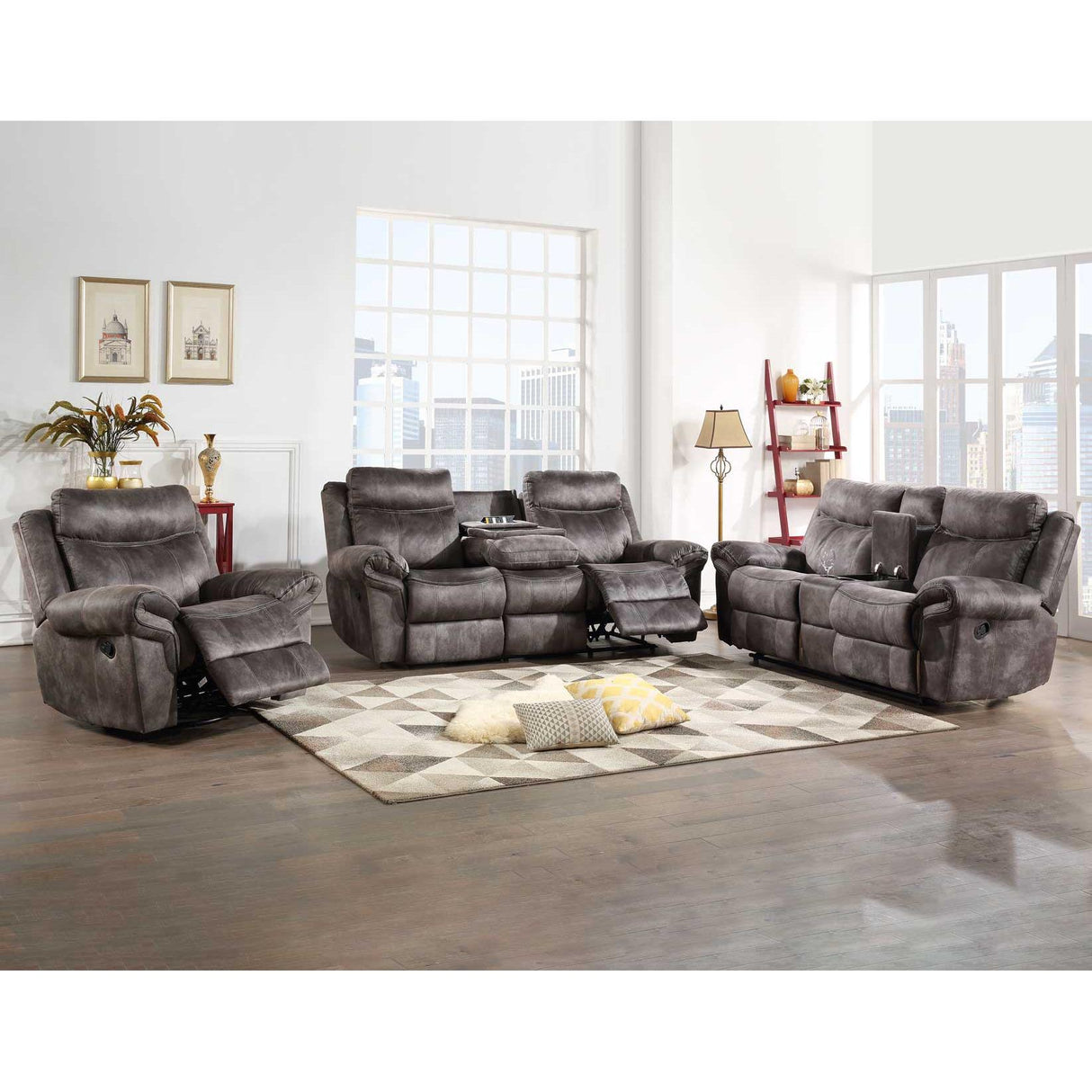 Steve Silver Furniture Nashville NH850SG Reclining Sofa w/Drop-Down Console - Grey IMAGE 12