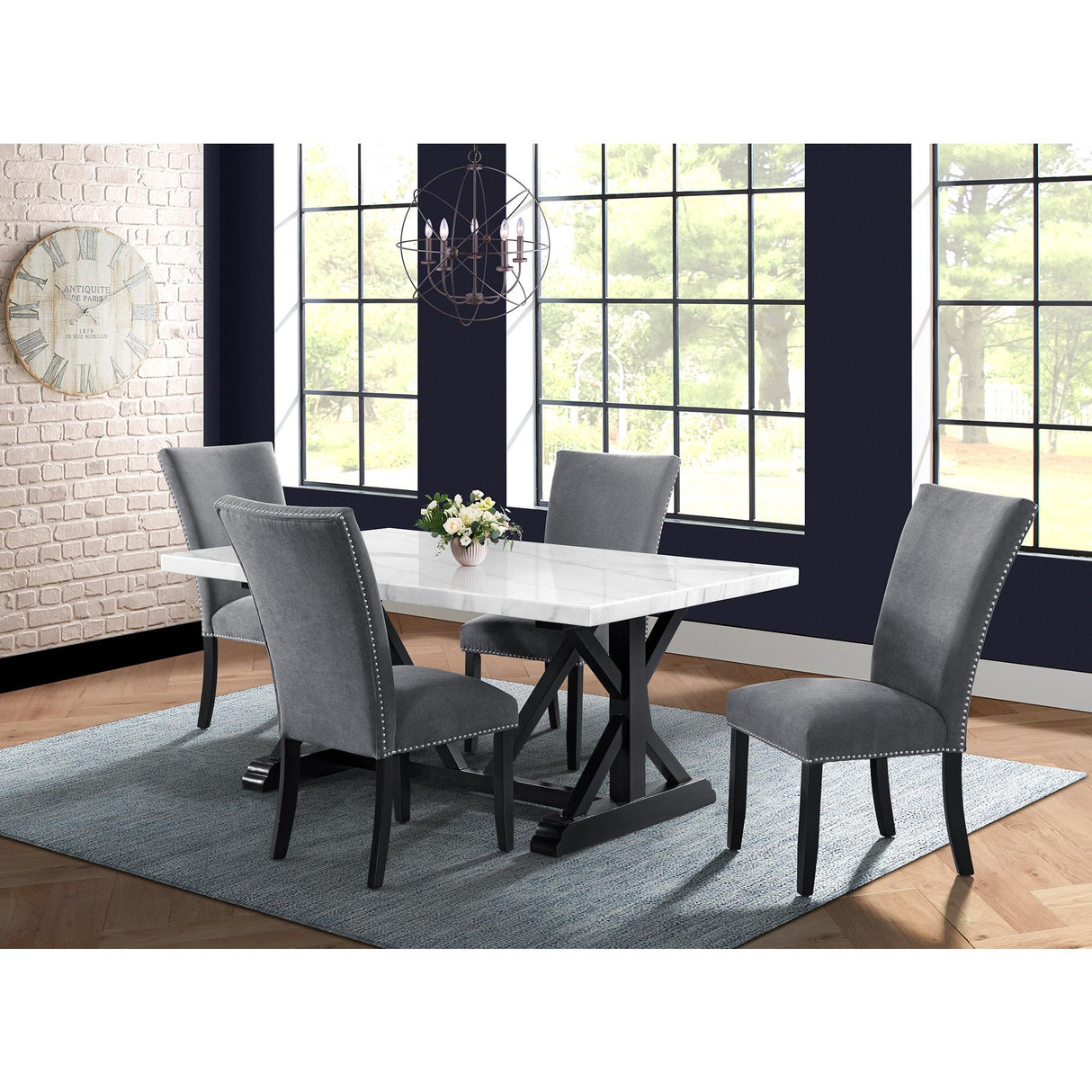 Elements International Tuscany 70" Marble Standard Height Rectangular Dining Table IMAGE 7