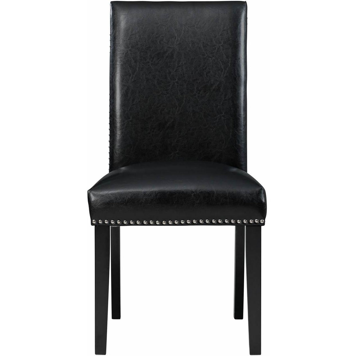 Elements International Meridian Faux Leather Side Chair Set in Black IMAGE 2