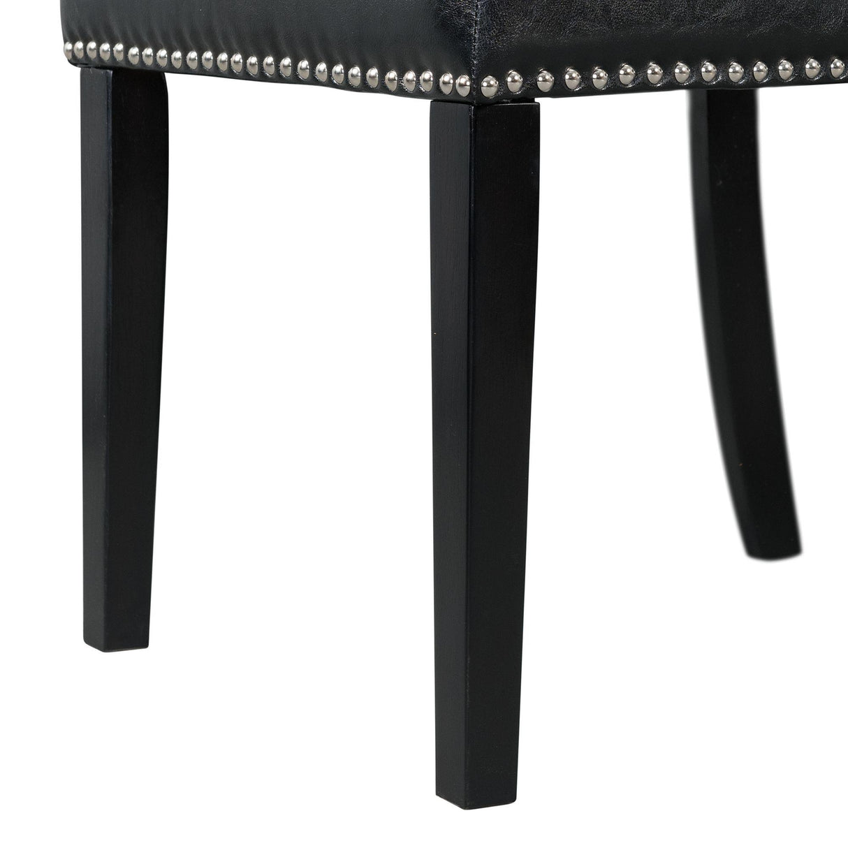 Elements International Meridian Faux Leather Side Chair Set in Black IMAGE 8