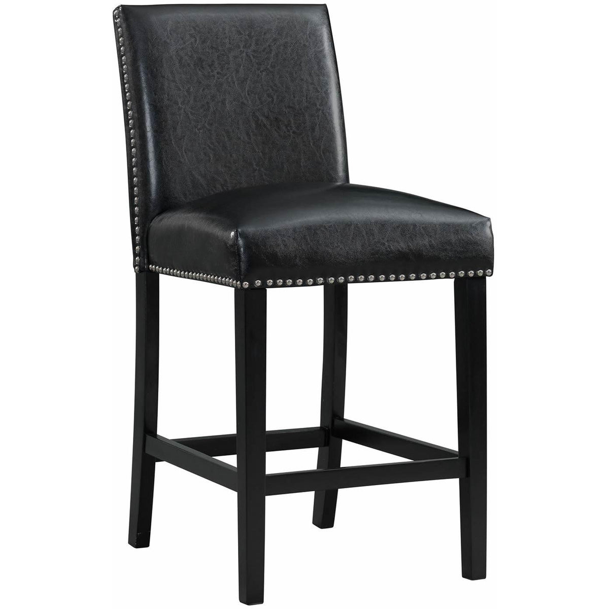 Elements International Meridian Faux Leather Counter Height Side Chair Set in Black IMAGE 1