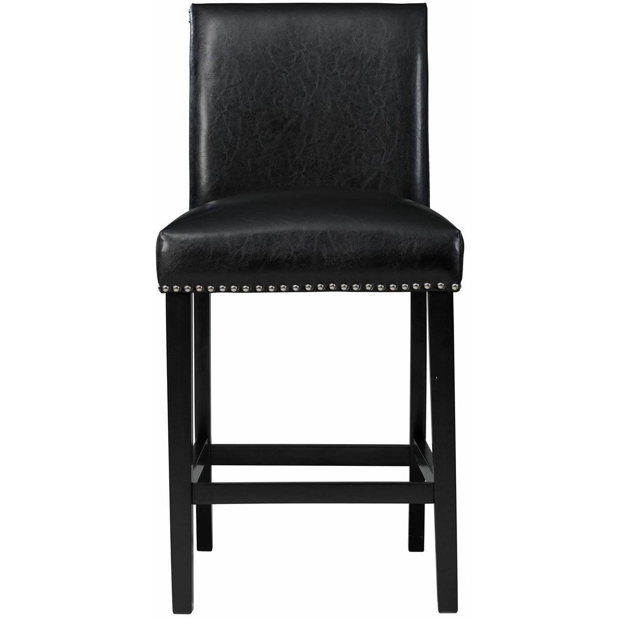Elements International Meridian Faux Leather Counter Height Side Chair Set in Black IMAGE 2