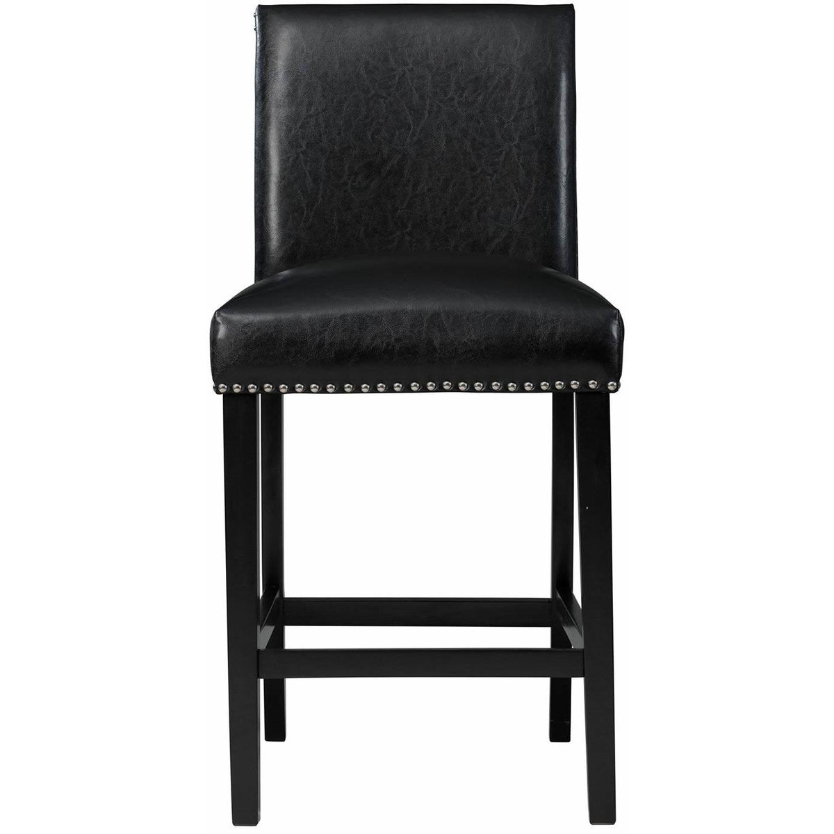 Elements International Meridian Faux Leather Counter Height Side Chair Set in Black IMAGE 2