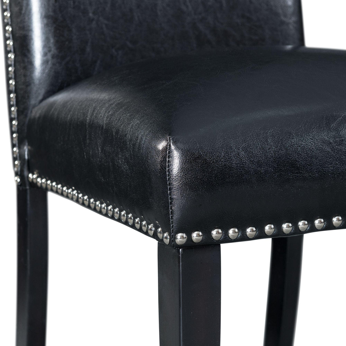Elements International Meridian Faux Leather Counter Height Side Chair Set in Black IMAGE 7