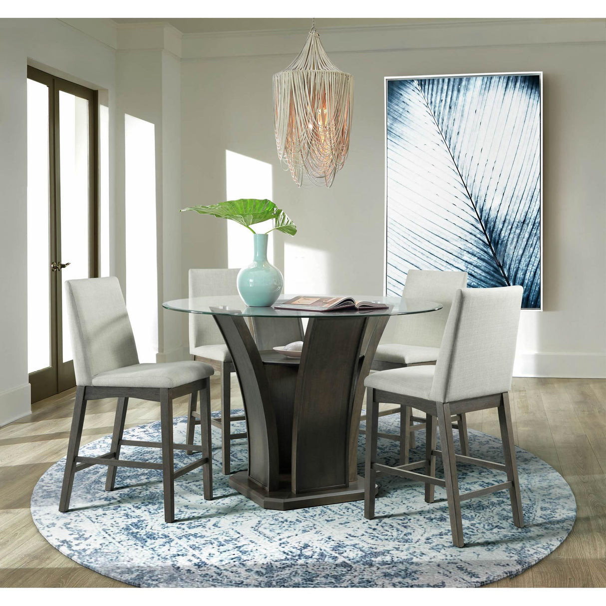 Elements International Dapper Round Counter Height Dining Table in Walnut IMAGE 6
