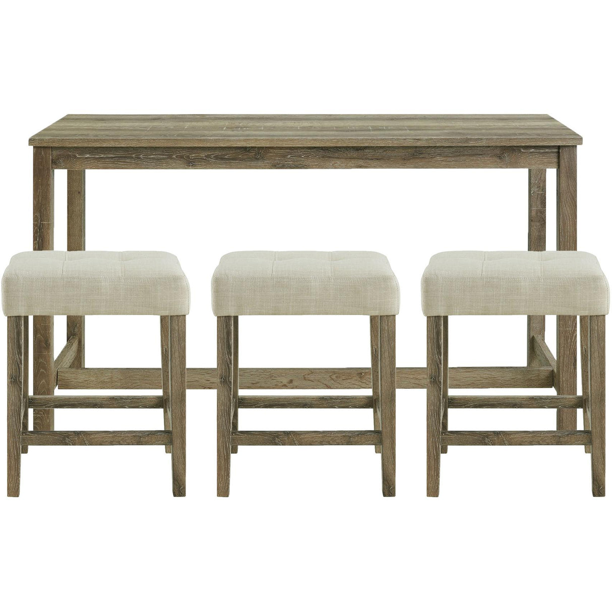 Elements International Oak Lawn Bar Table Single Pack (Table + Three Stools) IMAGE 1