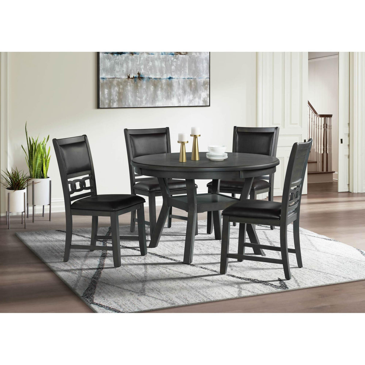 Elements International Amherst Dining Table w/Wood Leg Grey Finish IMAGE 7