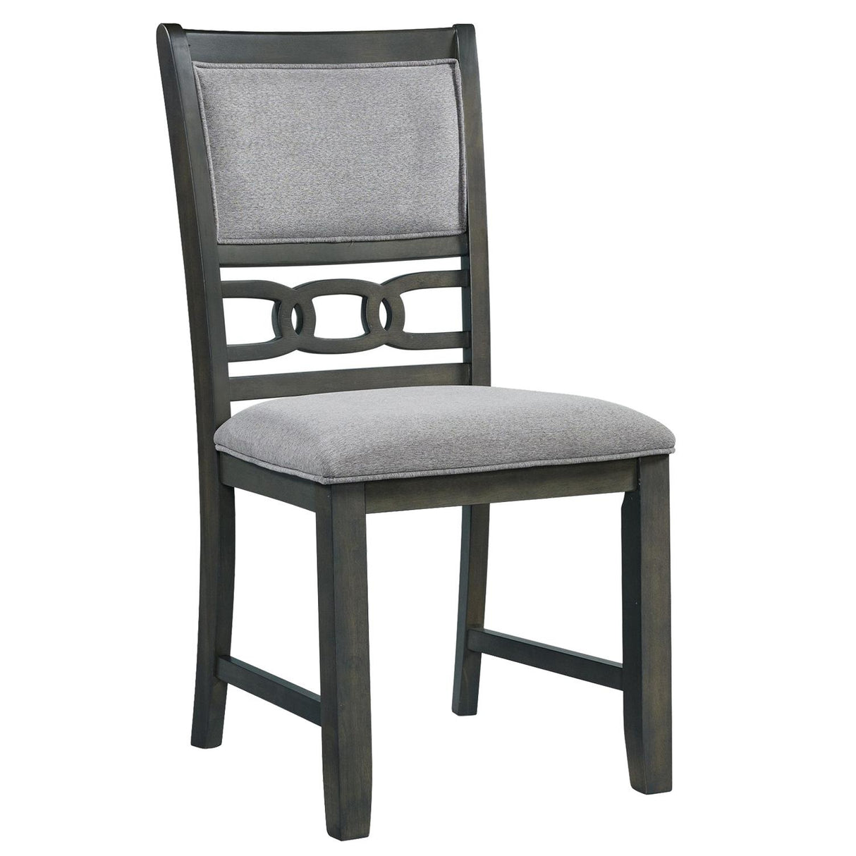Elements International Amherst Dining Side Chair W/Fabric Cushion Side Stretcher Grey Finish IMAGE 1