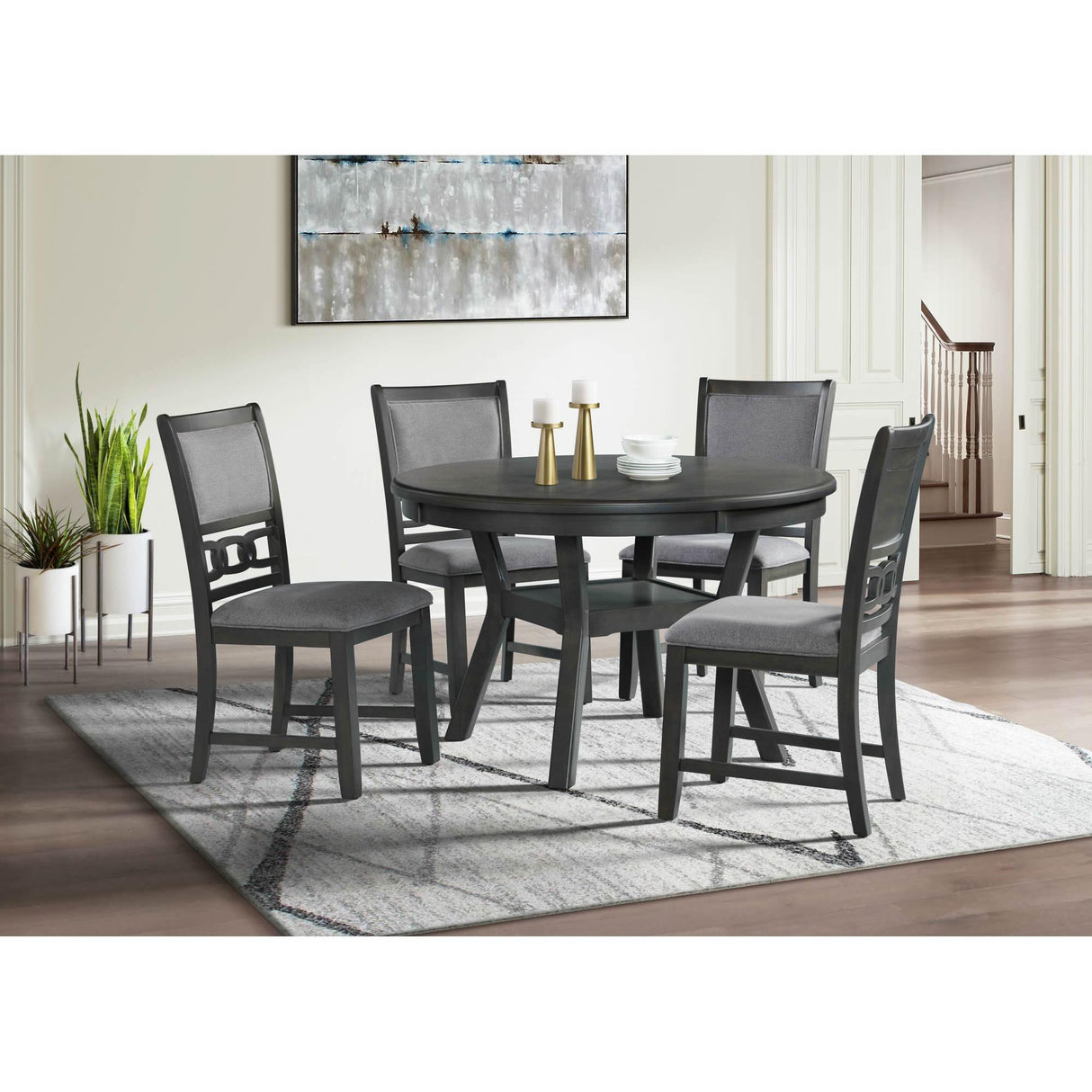 Elements International Amherst Dining Side Chair W/Fabric Cushion Side Stretcher Grey Finish IMAGE 7