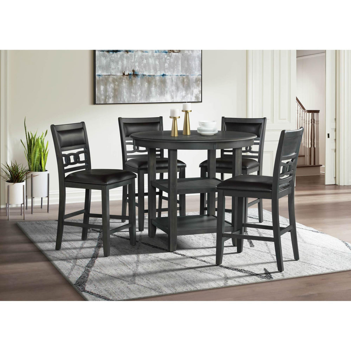 Elements International Amherst Counter Side Chair W/PU Cushion Grey Finish IMAGE 9