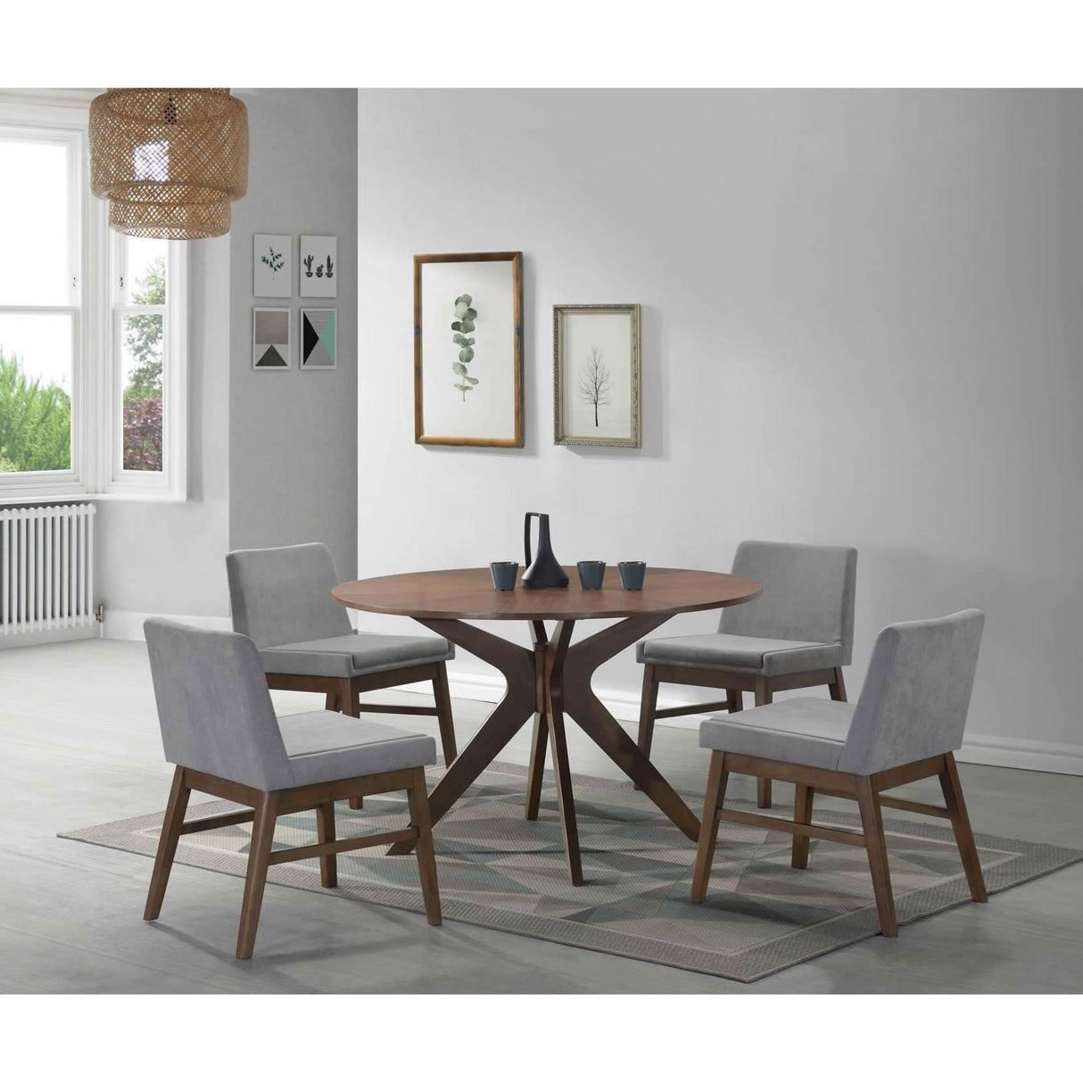Elements International Weston Upholstery Side Chair Walnut W/Smoke fabric IMAGE 7