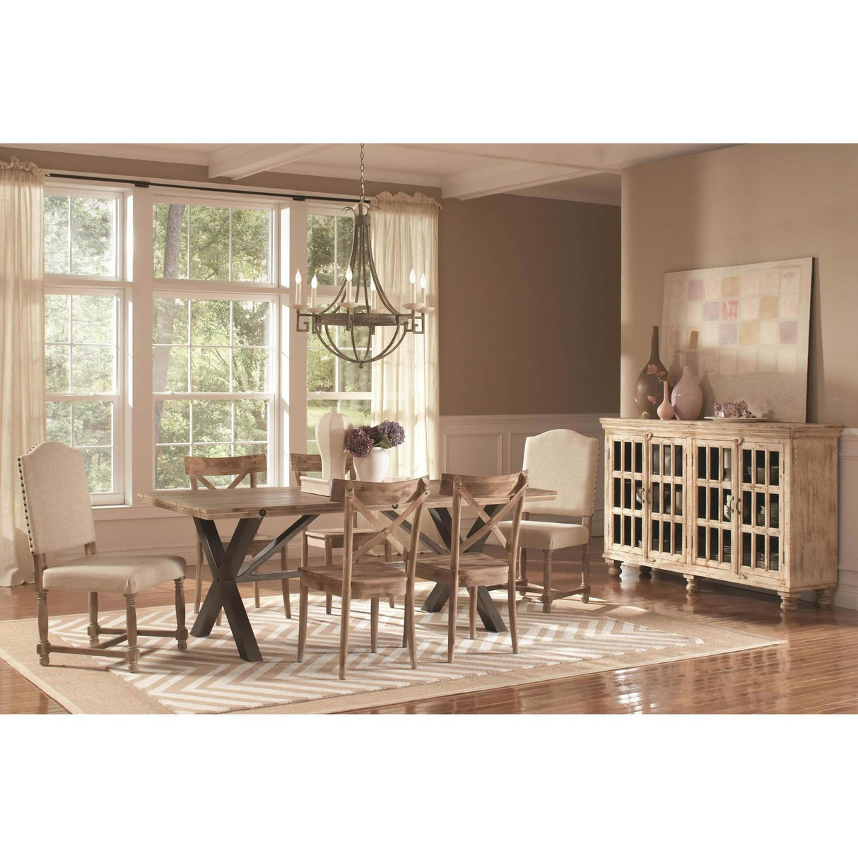 Elements International (D680-31) Callista- Rectangular Table- Beach/Natual Metal IMAGE 3