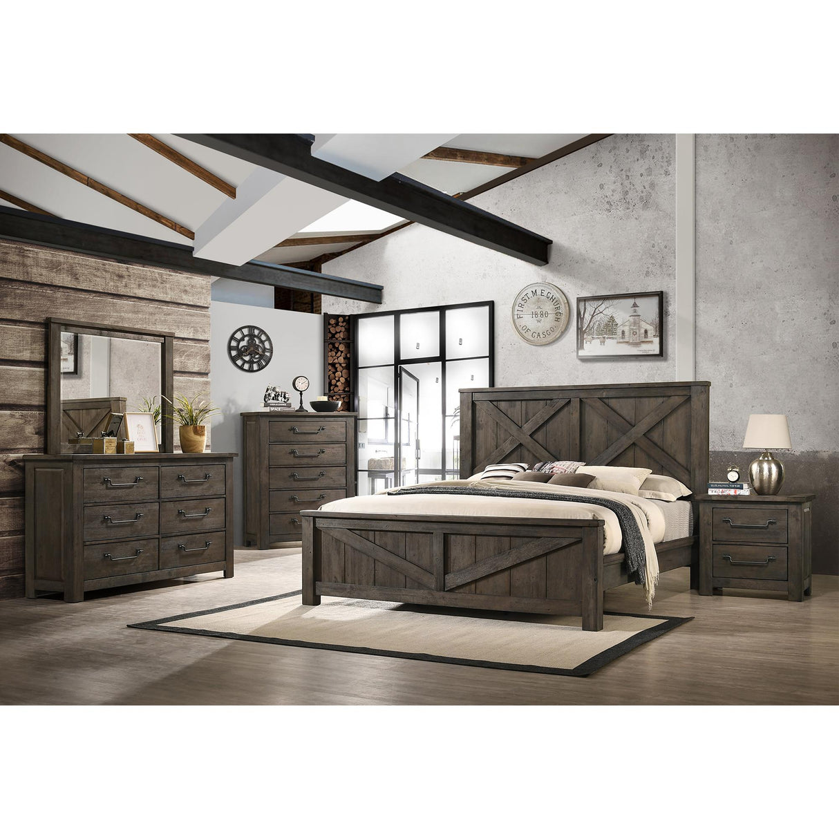 Elements International Maverick Queen Panel Bed Grey IMAGE 6