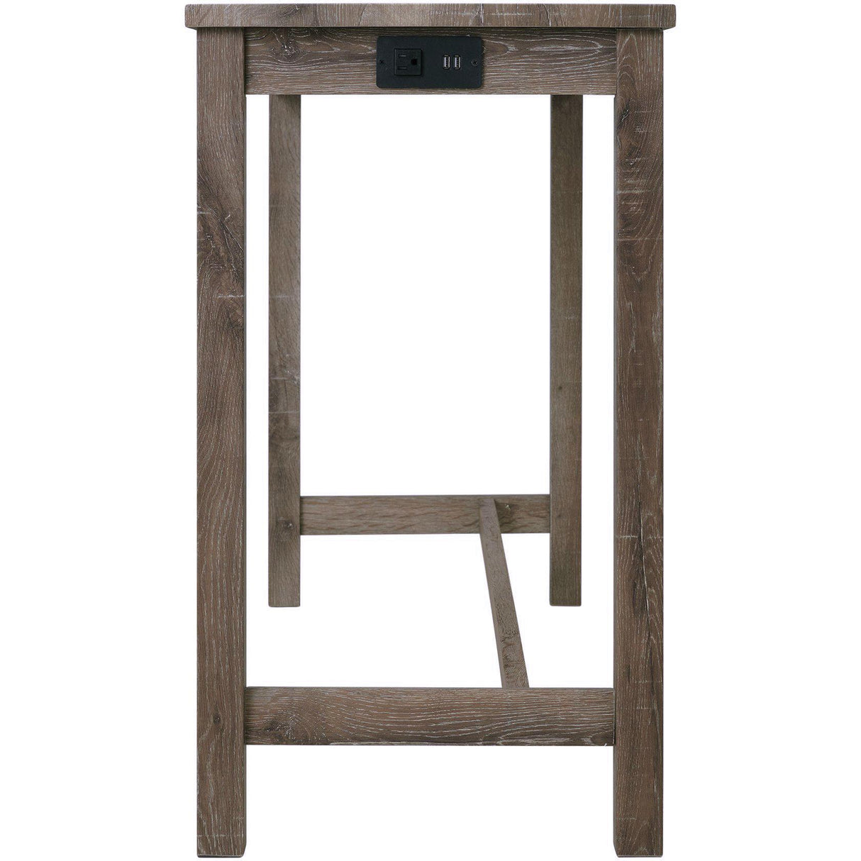 Elements International Oak Lawn Grey Bar Table Single Pack (Table + 3 Tan Fabric Stools) IMAGE 4