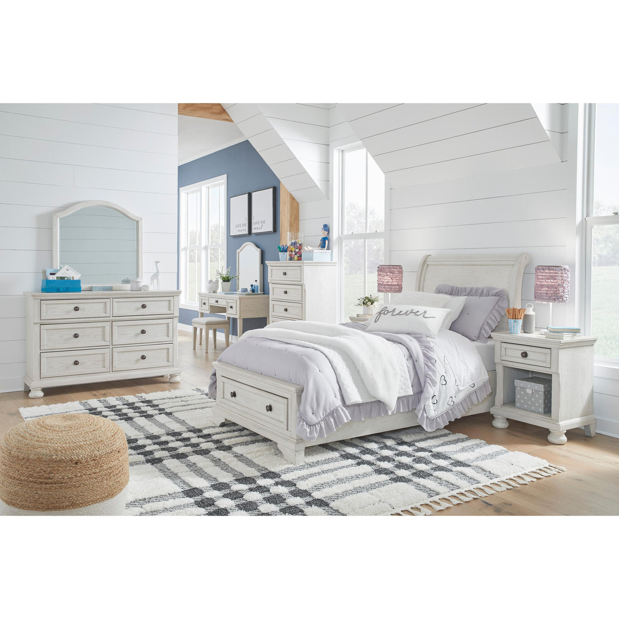 Signature Design by Ashley Robbinsdale B742B11 Mirrored Vanity with Bench IMAGE 3