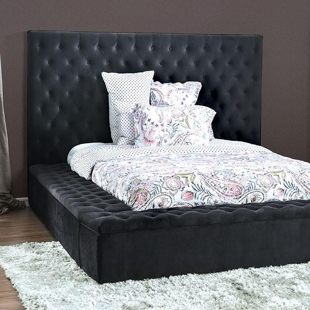 Furniture of America Davida Queen Upholstered Platform Bed with Storage CM7897DG-Q-BED IMAGE 2