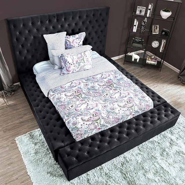 Furniture of America Davida Queen Upholstered Platform Bed with Storage CM7897DG-Q-BED IMAGE 3