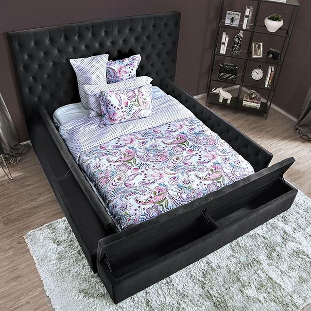 Furniture of America Davida Queen Upholstered Platform Bed with Storage CM7897DG-Q-BED IMAGE 4