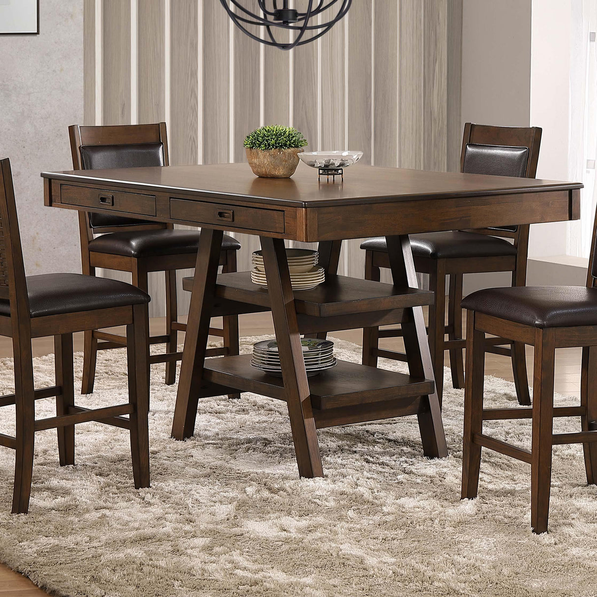 Coaster Furniture Dewey 115208 Rectangular 60-inch Counter Height Dining Table - Walnut IMAGE 6