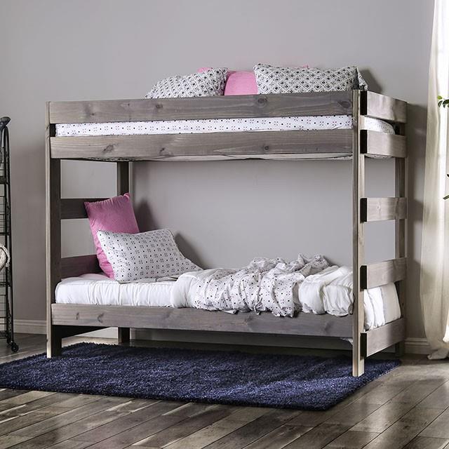Furniture of America Arlette AM-BK100GY-BED-SLAT Twin/Twin Bunk Bed IMAGE 1