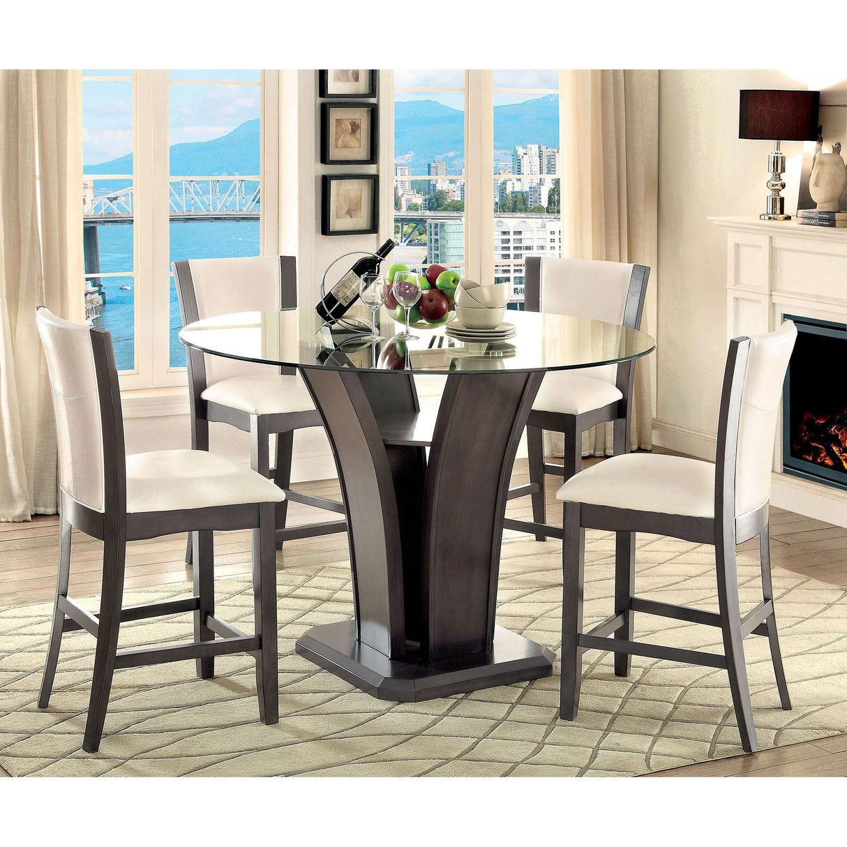 Furniture of America Manhattan CM3710GY-PT-TABLE Round Counter Ht. Table IMAGE 1