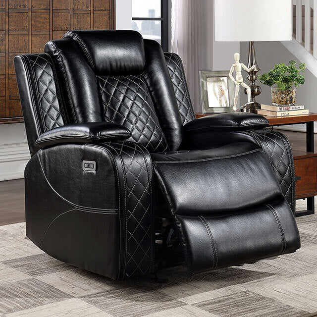 Furniture of America Lubeck Power Leatherette Recliner CM6081-CH-PM IMAGE 1