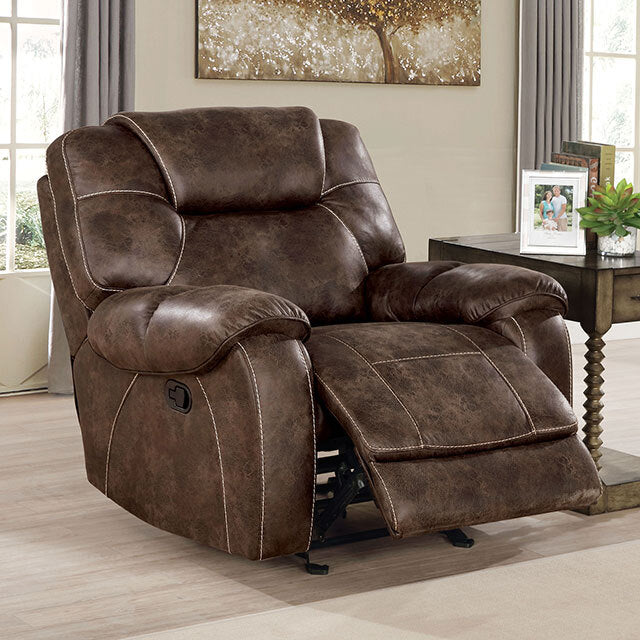 Furniture of America Kennedy Leather Look Recliner CM6216-CH IMAGE 1