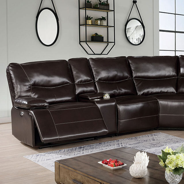 Furniture of America Alayna Power Reclining Leather Look Sectional CM6229DK-SECT IMAGE 1