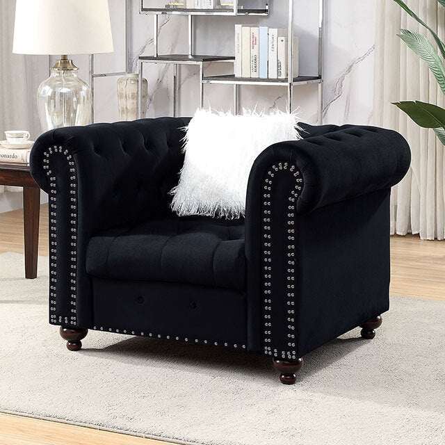 Furniture of America Giacomo Stationary Fabric Chair CM6240BK-CH-PK IMAGE 1