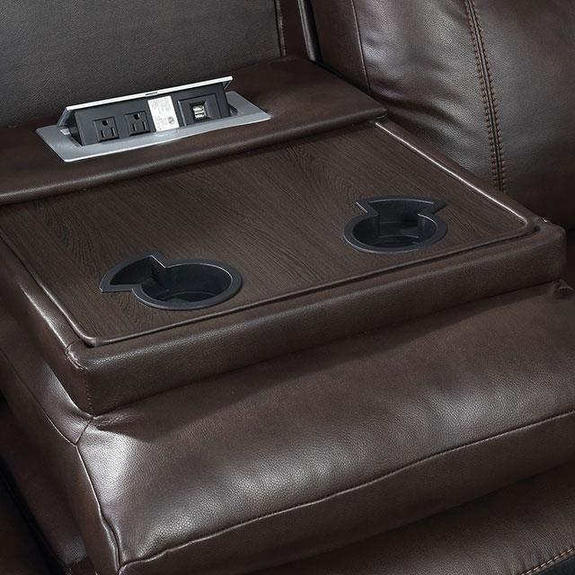 Furniture of America Chenai Reclining Leatherette Loveseat with Console CM6297-LV-VN IMAGE 5