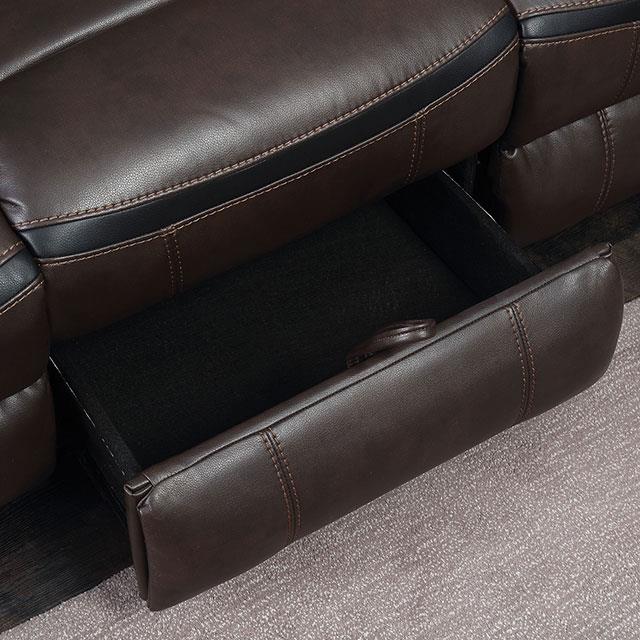 Furniture of America Chenai Reclining Leatherette Loveseat with Console CM6297-LV-VN IMAGE 6
