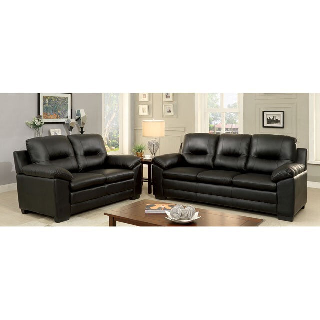 Furniture of America Parma Stationary Leather Look Chair CM6324BK-CH IMAGE 1