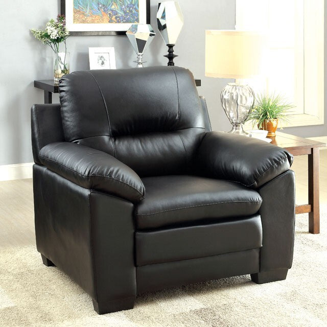 Furniture of America Parma Stationary Leather Look Chair CM6324BK-CH IMAGE 2