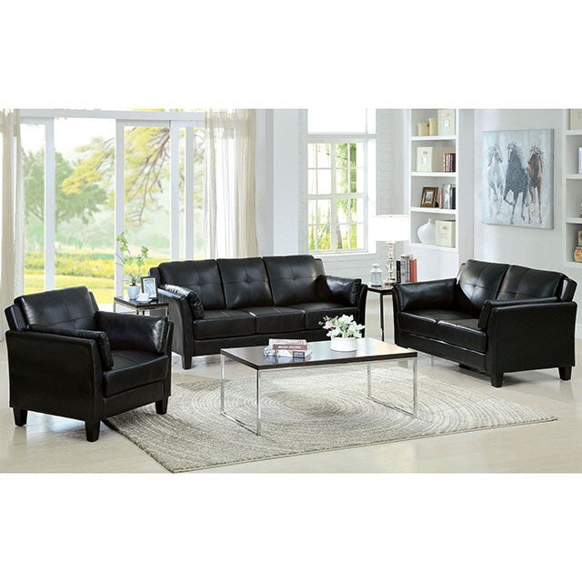 Furniture of America Pierre Stationary Leather Look Sofa CM6717BK-SF-PK IMAGE 4