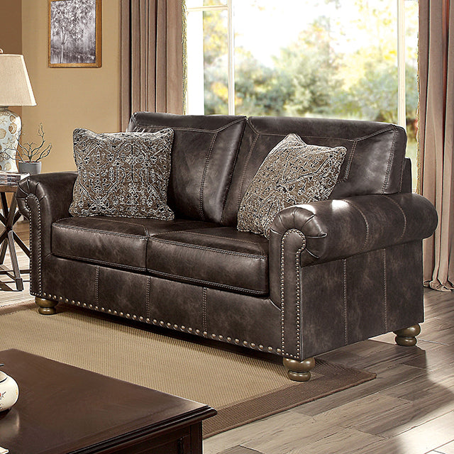 Furniture of America Bemus Stationary Loveseat CM6731DB-LV IMAGE 1