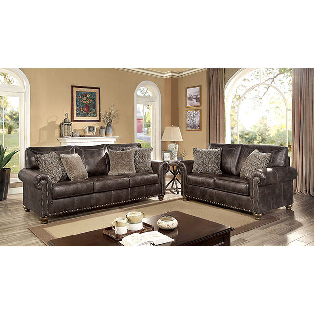 Furniture of America Bemus Stationary Loveseat CM6731DB-LV IMAGE 2