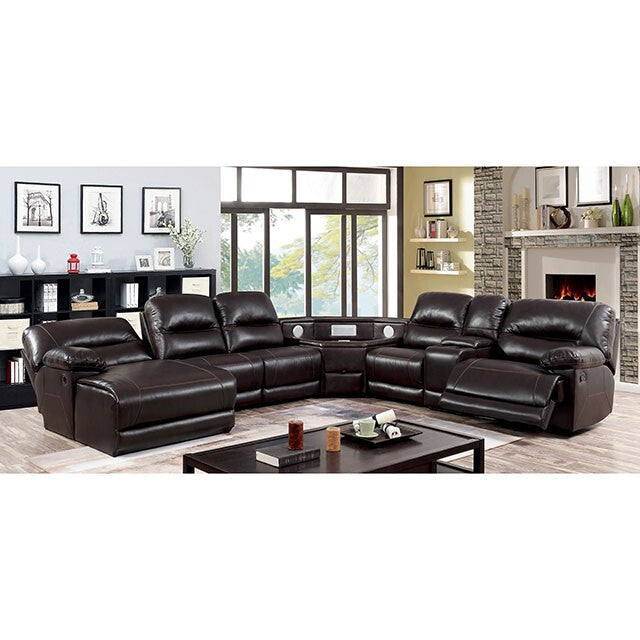 Furniture of America Glasgow Reclining Leather Sectional CM6822BR-TSP-SECT IMAGE 1
