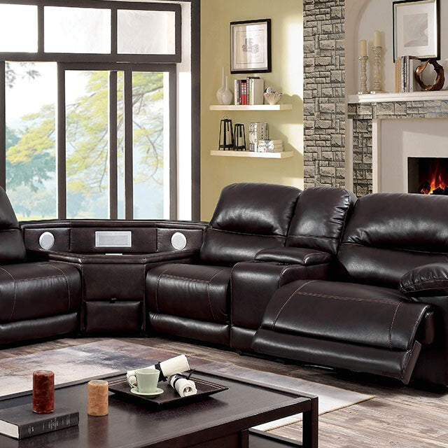 Furniture of America Glasgow Reclining Leather Sectional CM6822BR-TSP-SECT IMAGE 6