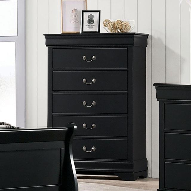 Furniture of America Louis Philippe 5-Drawer Chest CM7966BK-C IMAGE 1