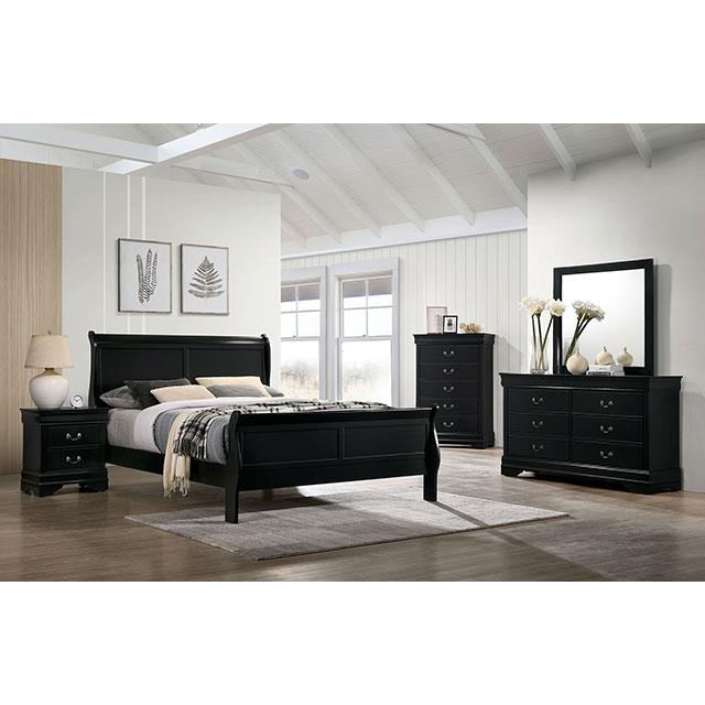 Furniture of America Louis Philippe Queen Sleigh Bed CM7966BK-Q-BED IMAGE 2