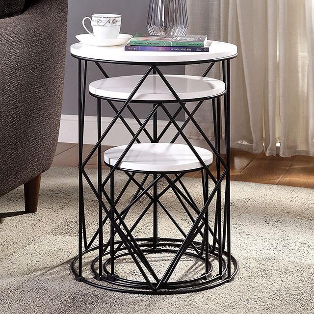 Furniture of America Madyson FOA-AC340WH-3A 3 Pc. Nesting Table IMAGE 3