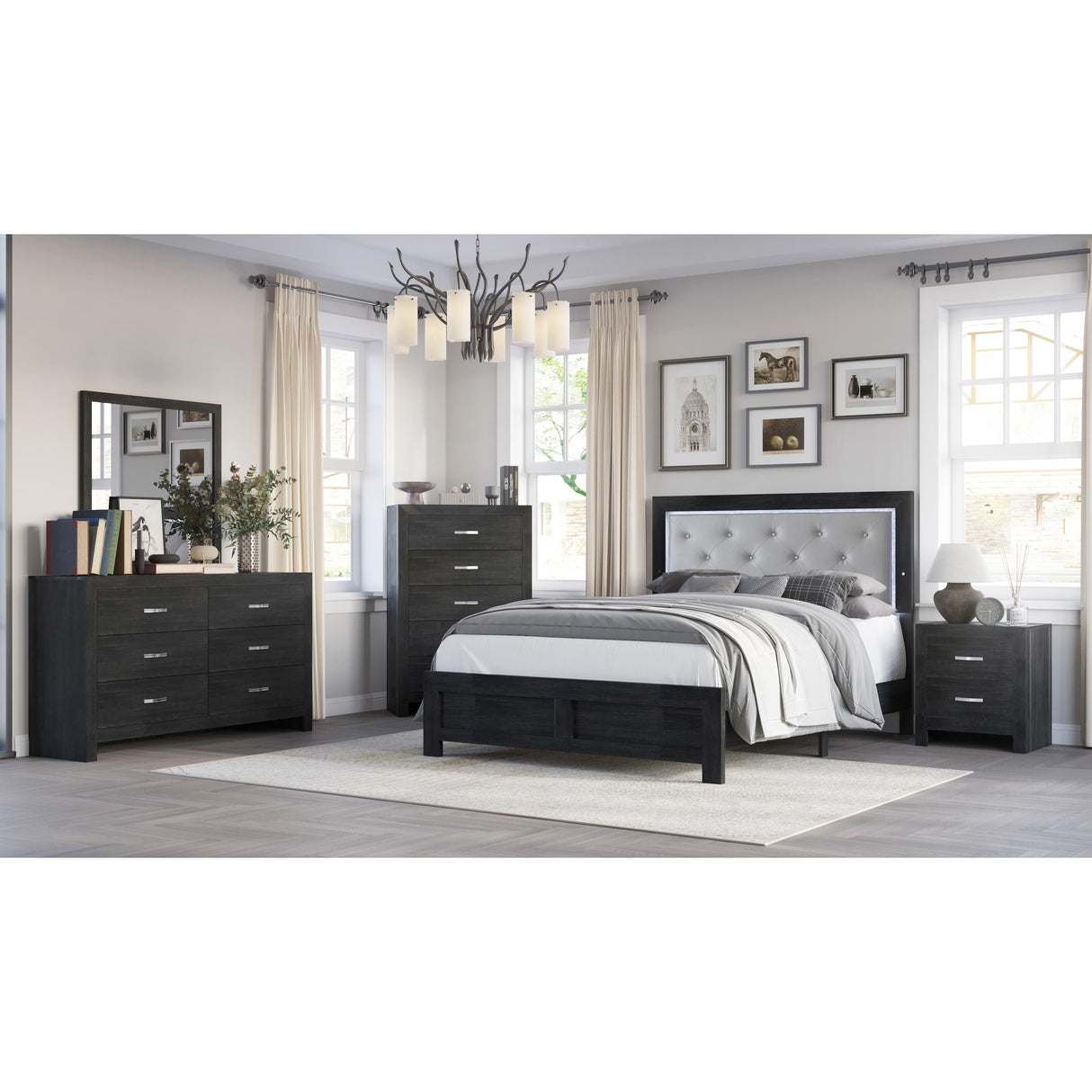 Crown Mark Jaylen B9280-11 Dresser Mirror - Black IMAGE 3