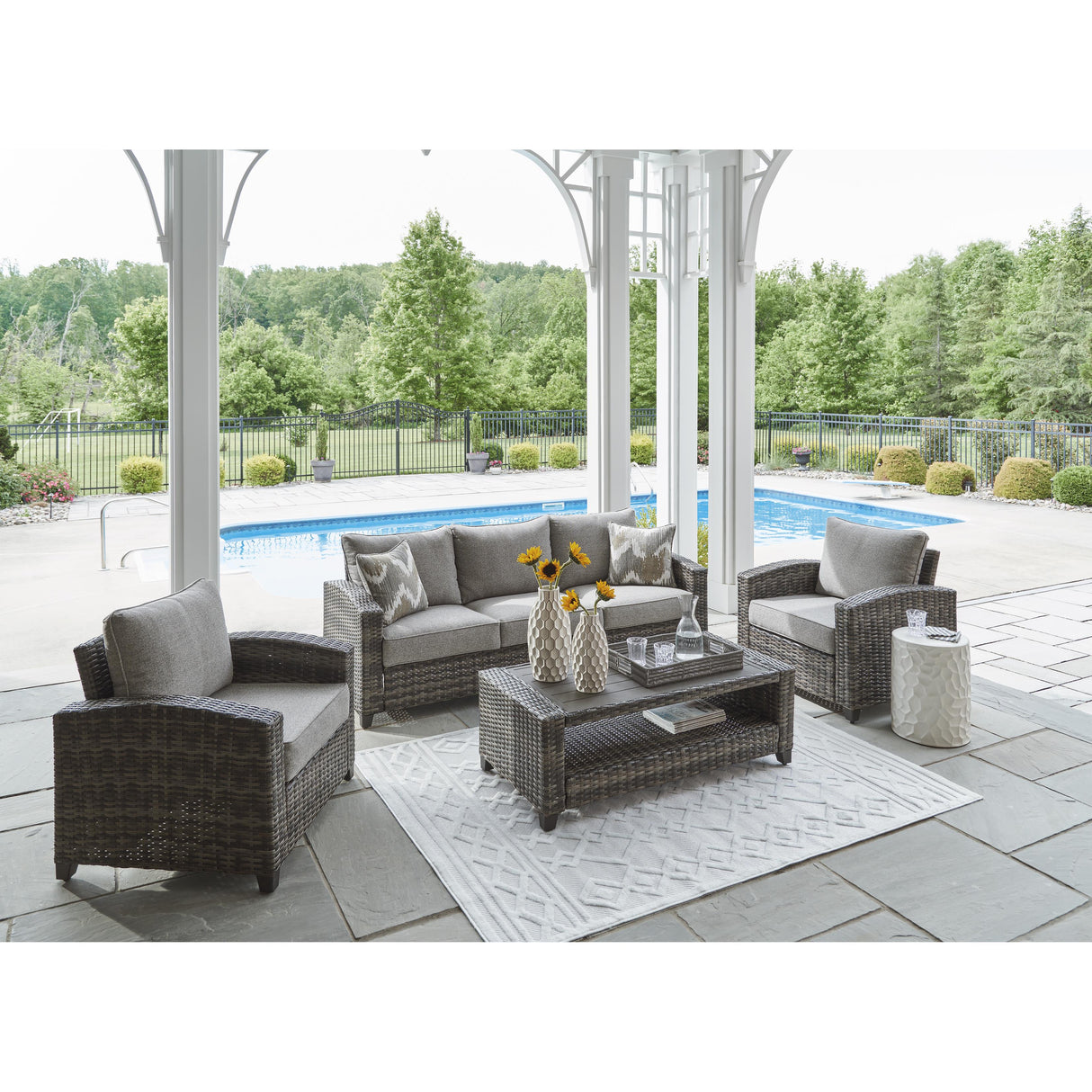 Signature Design by Ashley Oasis Court P335-081 Sofa/Chairs/Table Set IMAGE 8