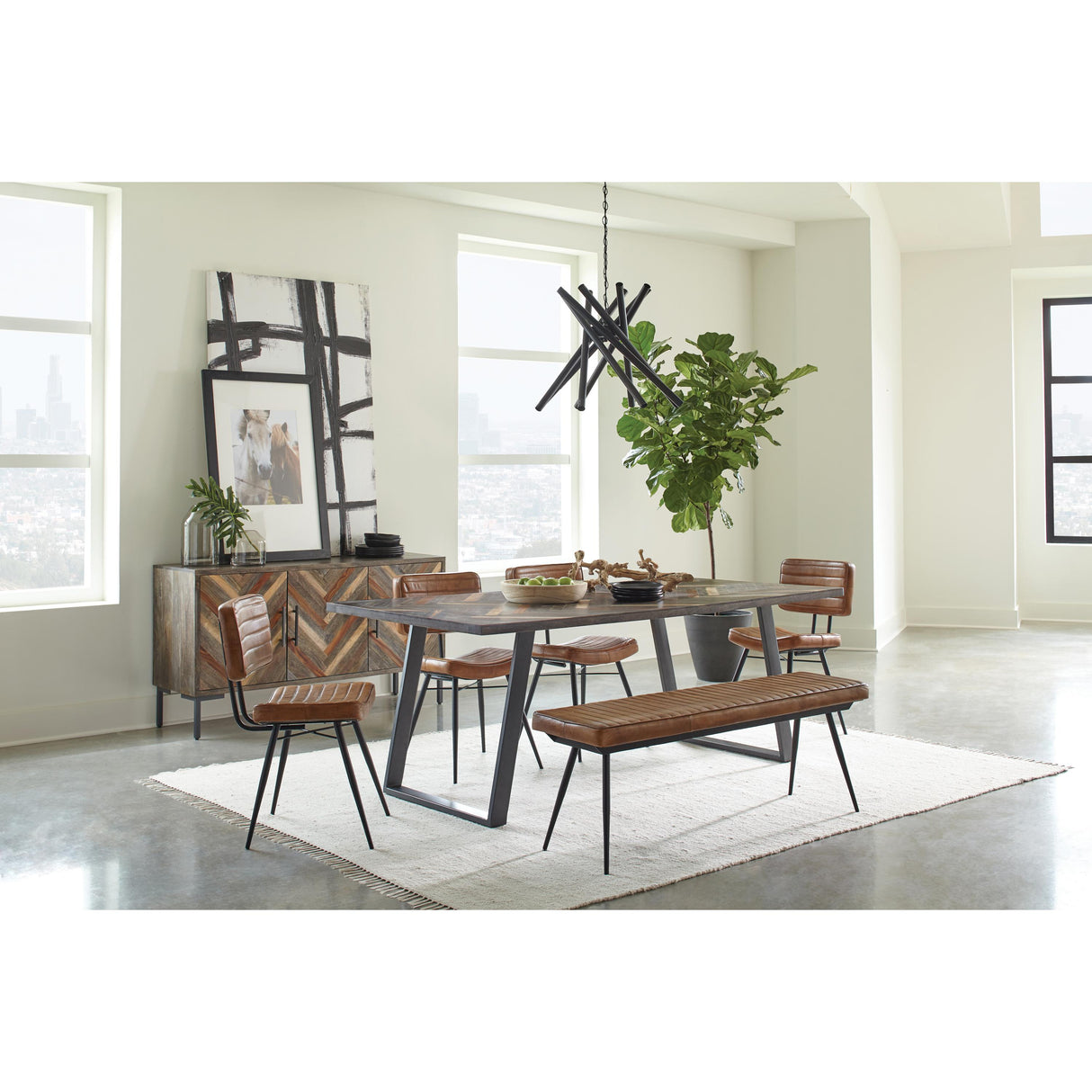Coaster Furniture Misty 110643 Leather Upholstered Dining Bench - Antique Camel IMAGE 3