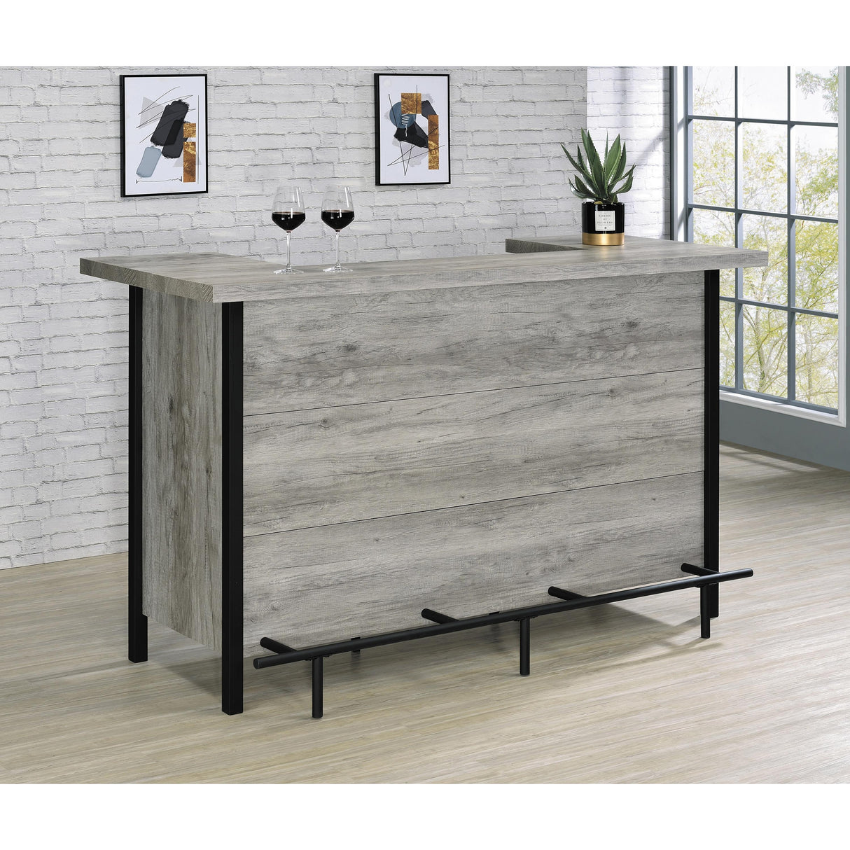 Coaster Furniture Bellemore 182105 Freestanding Home Bar Wine Cabinet - Grey Driftwood IMAGE 6