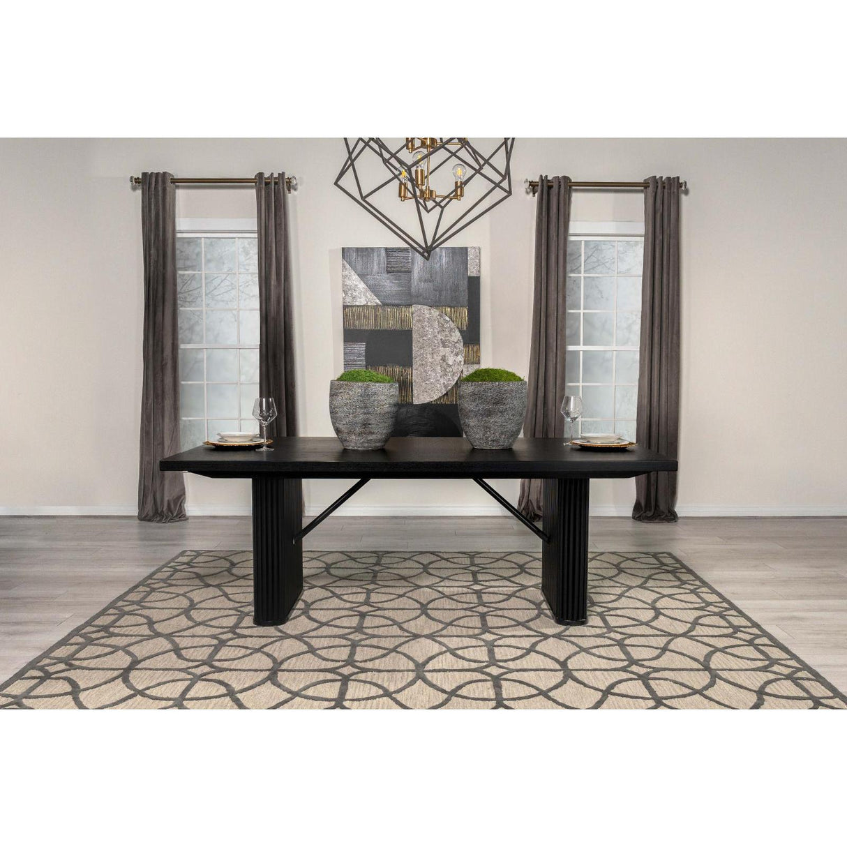 Coaster Furniture Catherine 106251 Rectangular 84-inch Wood Dining Table - Black IMAGE 8