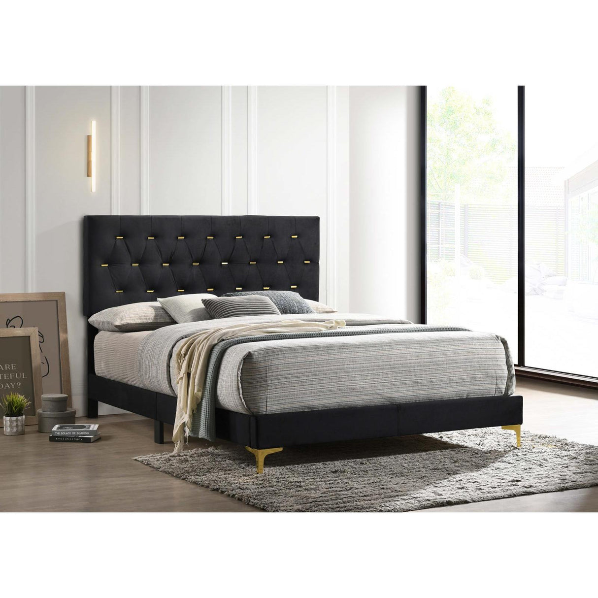 Coaster Furniture Kendall 224451KW Upholstered California King Panel Bed - Black IMAGE 4
