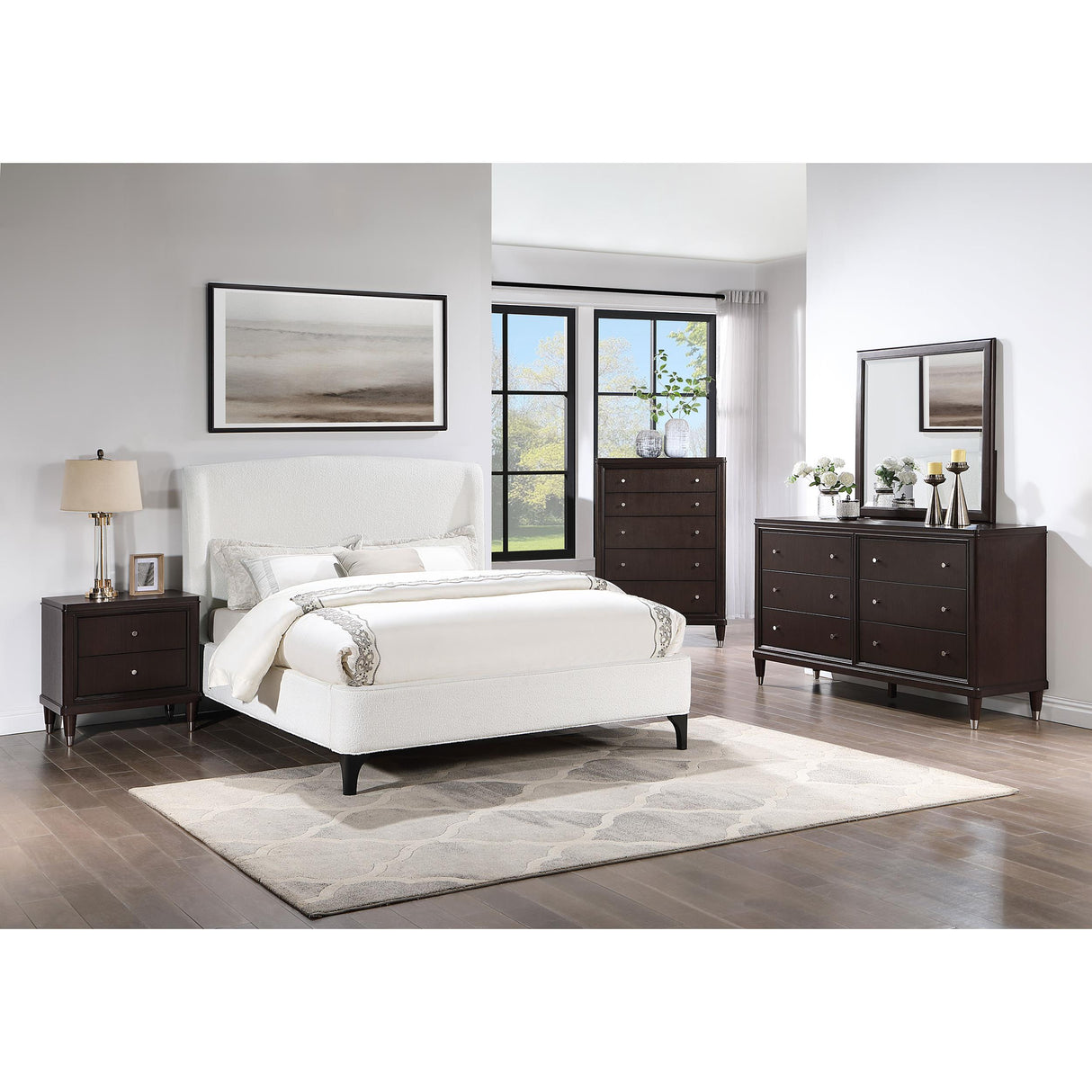 Coaster Furniture Mosby 306020Q Upholstered Queen Wingback Bed - Snow IMAGE 11